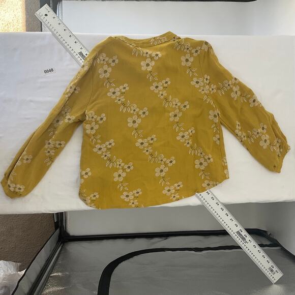 Low high Floral Women Top Blouse Size SX Mustard color - Picture 5 of 8